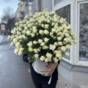 karp valgeid pihustatud roose